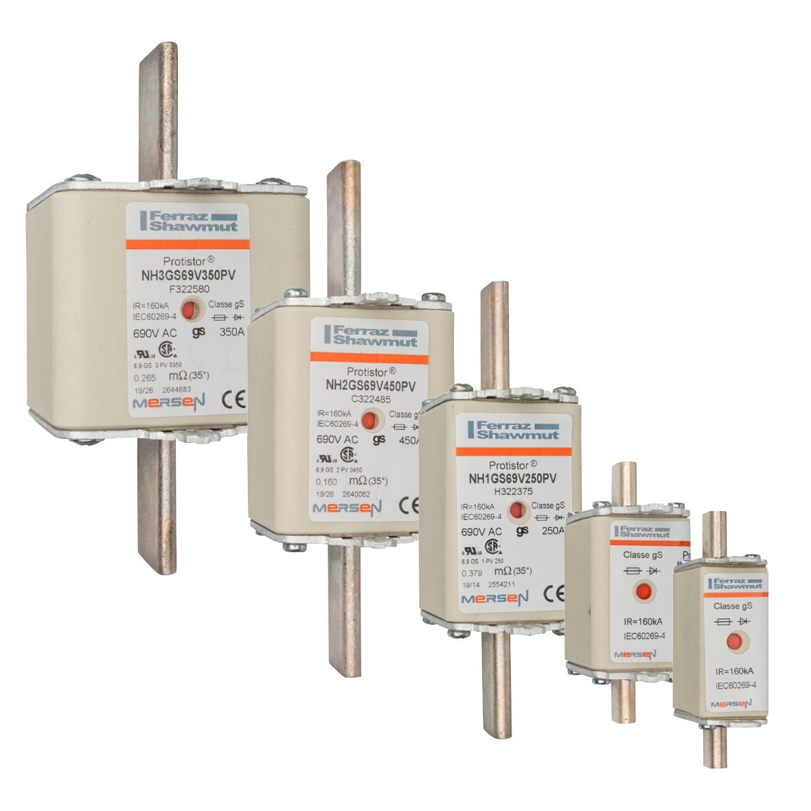 MERS HS NH000 gS 690Vac 160ka 100A double ind. IEC/UL  - NH000GS69V100PV - T322063