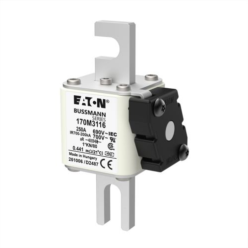 BUSS HS Size 1 aR 690Vac 200kA 250A IEC/DIN 1*TN/80 AR UC Type K-ind. - 170M3116