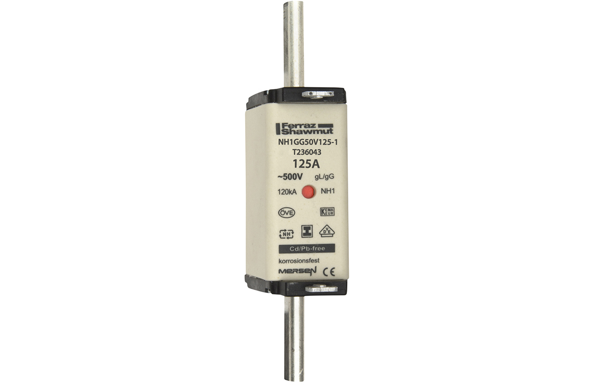 MERS NH1 gG 500Vac/250Vdc 120kAac/80kAdc 125Adouble ind. Isolated - NH1GG50V125-1 - T236043